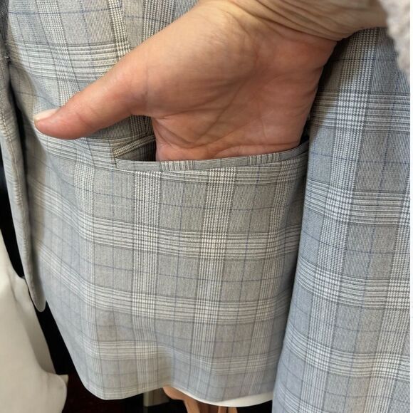 Zara Basics Gray Blazer Plaid/Checkered Tailored Fit Size 2 - Picture 5 of 8